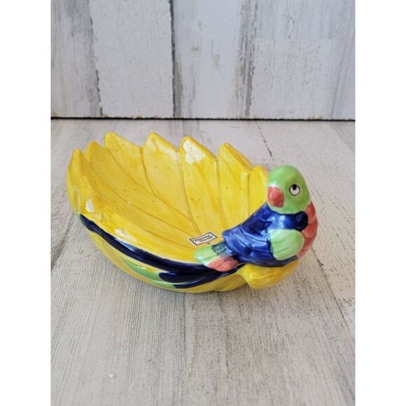 Fitz Floyd parrot banana AS IS dish candy serving decor - Picture 1 of 13